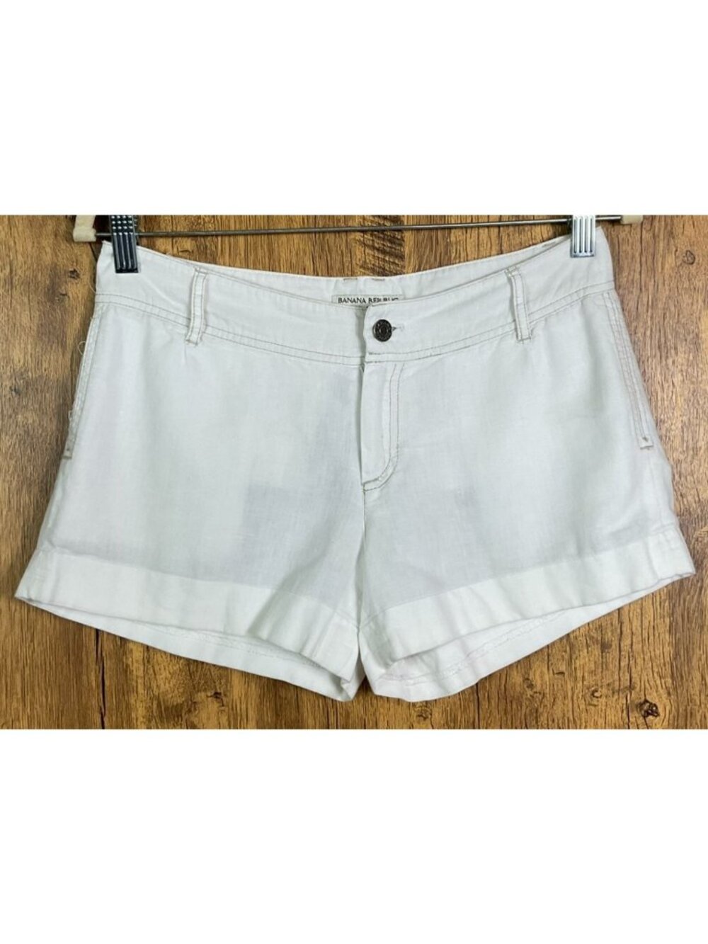 Banana Republic Factory Ryan Fit Shorts Size 2 White Linen Cotton Tailored
